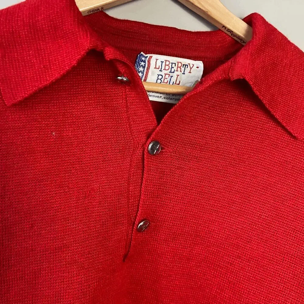 1960-70’S Vintage Liberty Bell Men's Wool Ski Wear Top Sweater SZ M